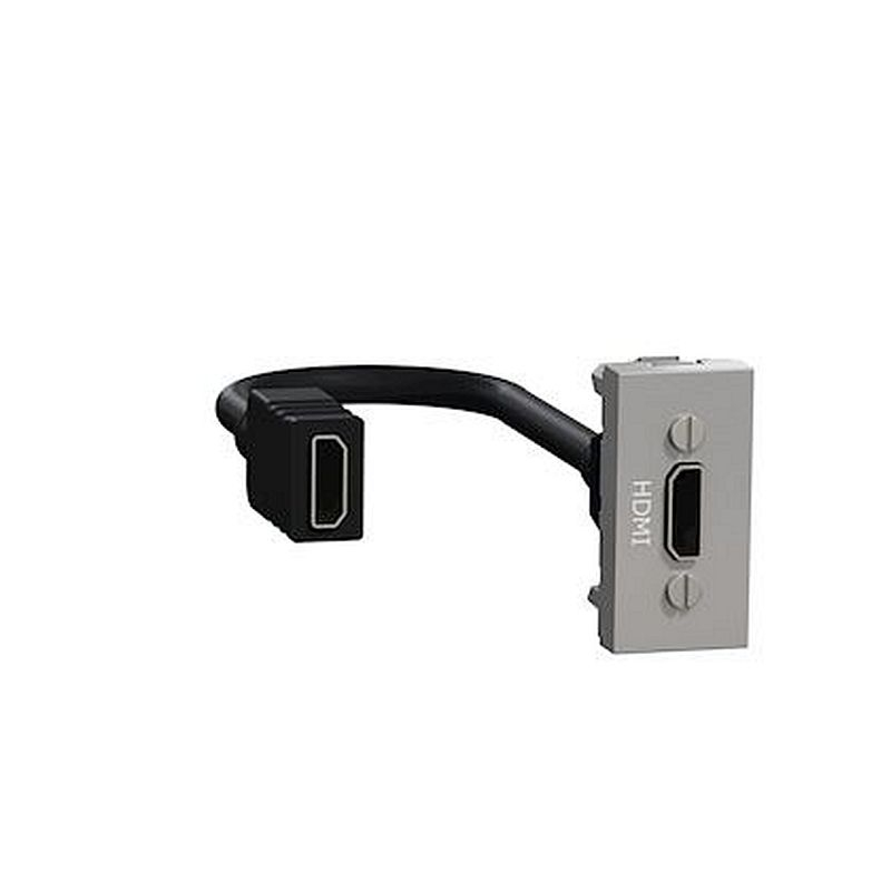 Unica - prise HDMI préconnectorisée - 1 mod - Alu - méca seul