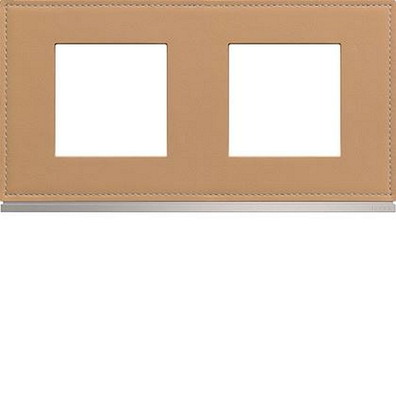 Plaque gallery 2 postes horizontale 71mm matiere cord leather