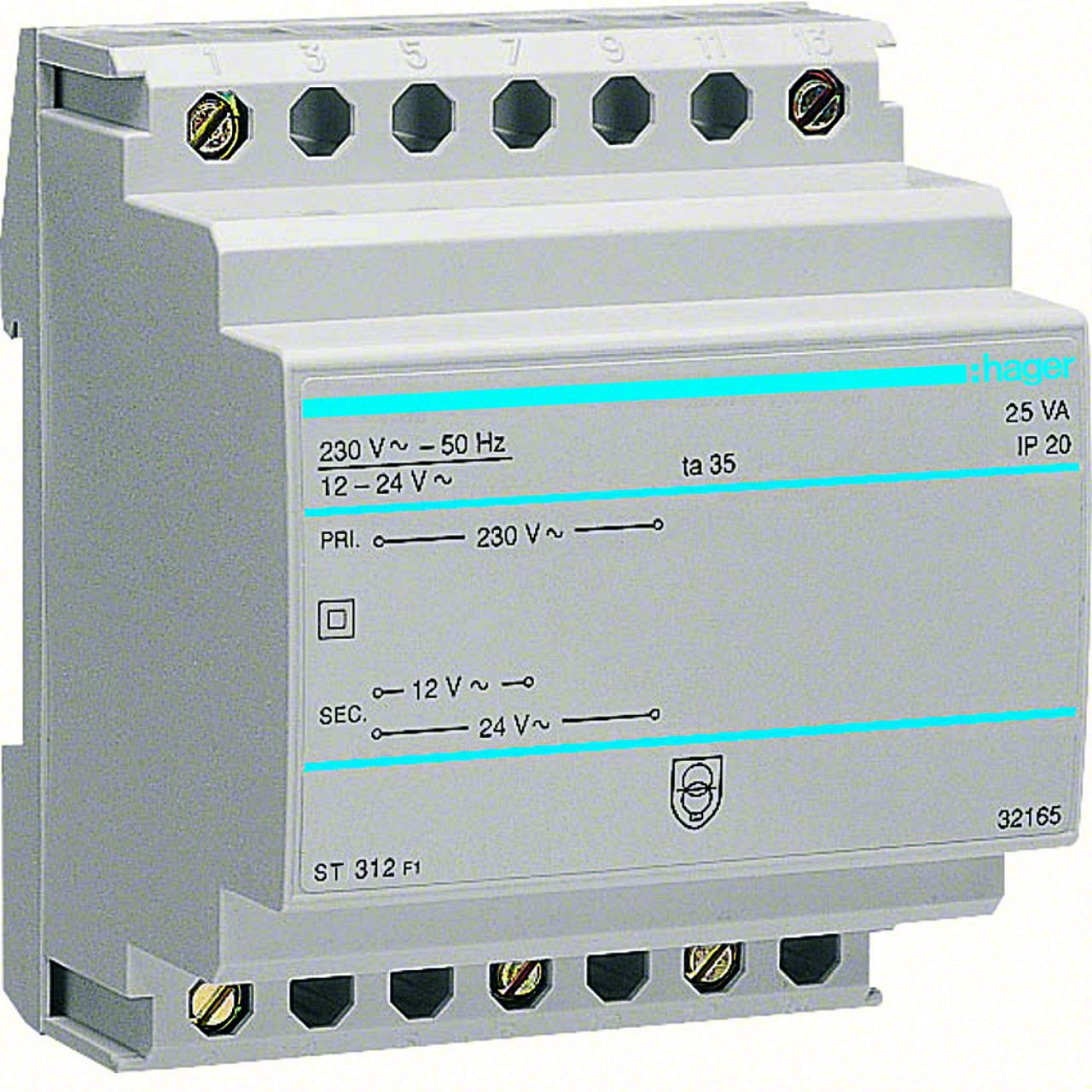 Transformateur sécurité 25VA 230V-12 à 24V