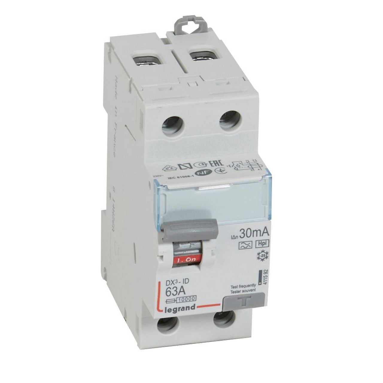 Interrupteur différentiel DX³-ID haut/bas vis - 2P 230V~ 63A typeF 30mA - 2 mod