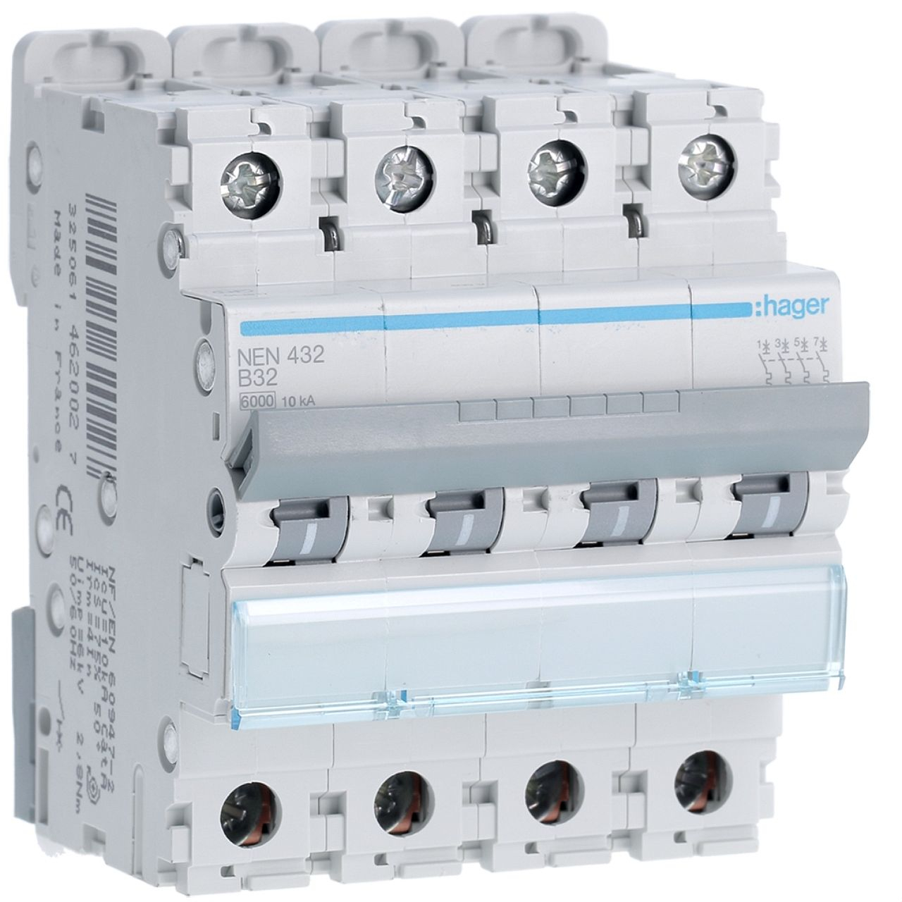 Disjoncteur 4P 6-10kA courbe B - 32A 4 modules