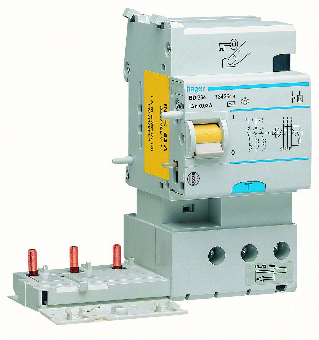 Bloc différentiel 2P 63A 30mA type AC 60Hz