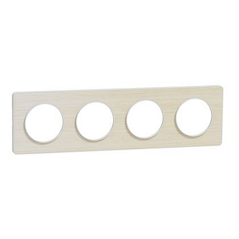 Odace Touch, plaque Bois nordique liseré Blanc 4 postes horiz./vert. 71mm