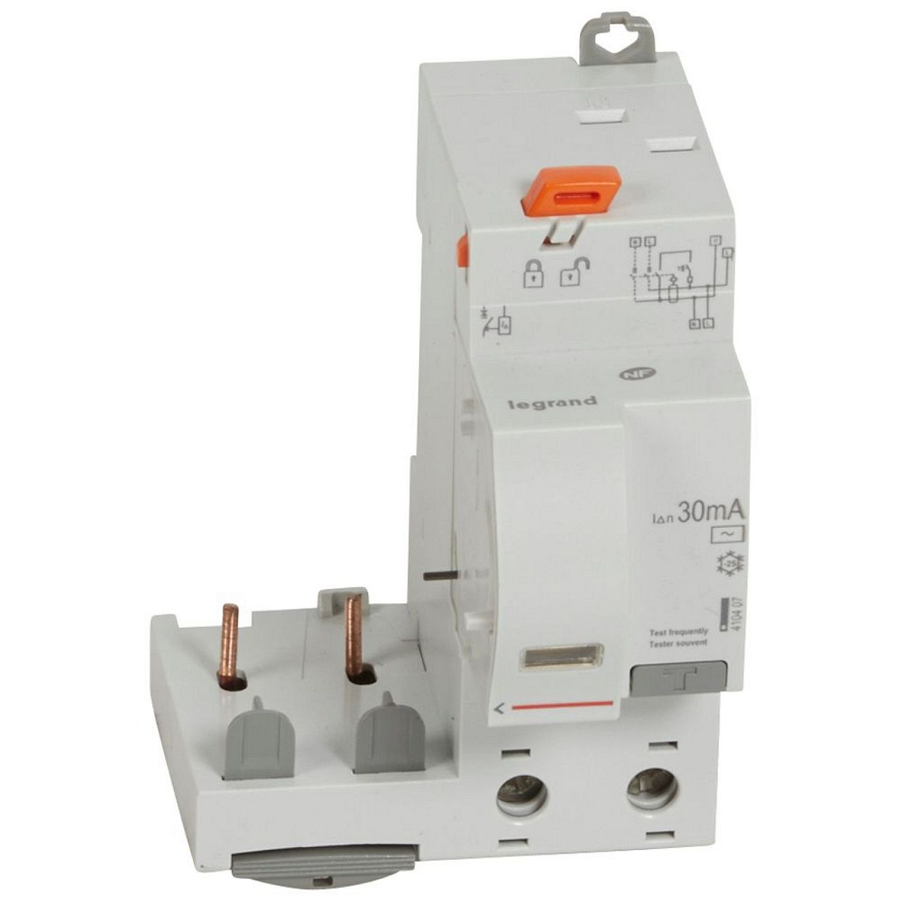 Bloc diff adapt DX³-auto-2P-230/400V~~-40A-typeAC-30 mA-disj 1 mod/pôle