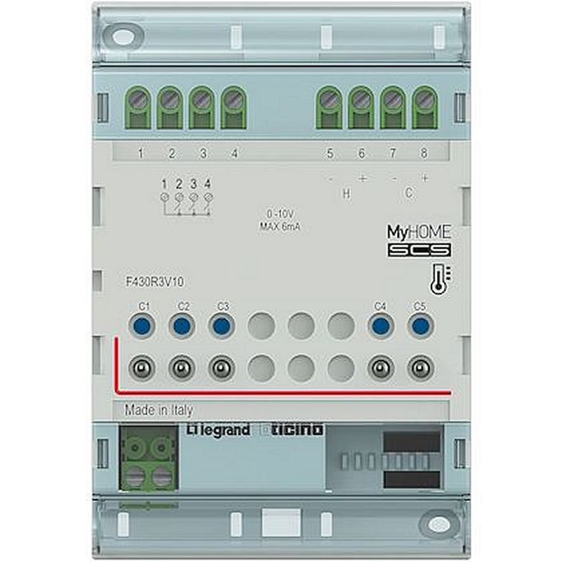 Actionneur modulaire 3 relais et 2 sorties 0V à 10V MyHOME_Up - 4 modules