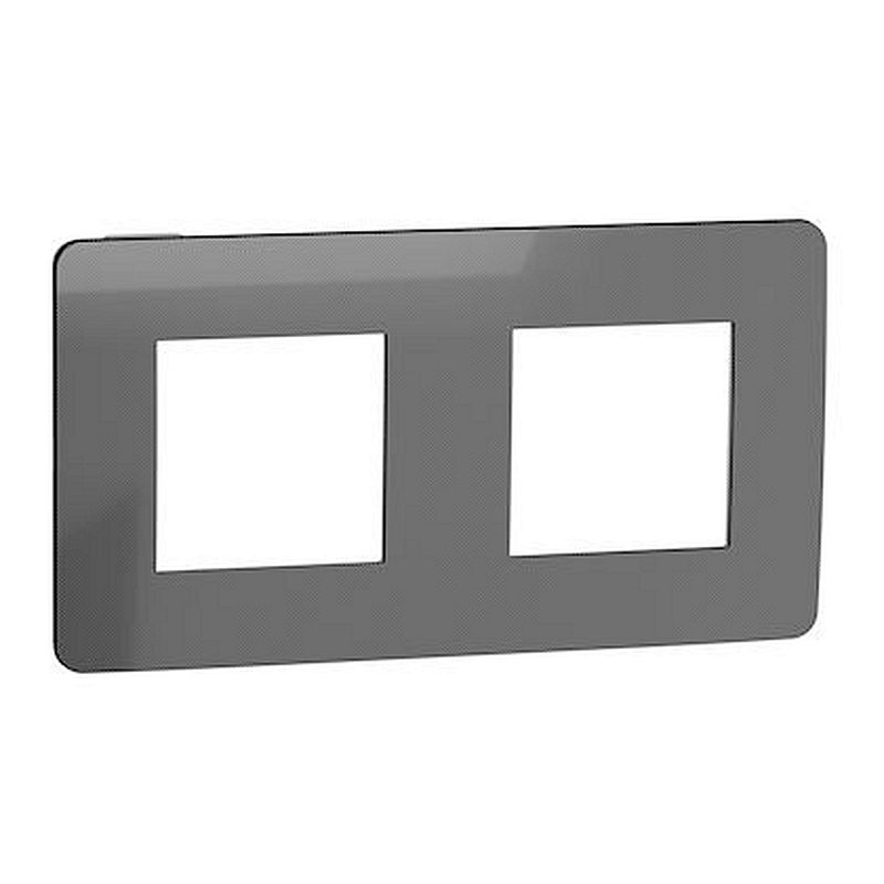Unica Studio Métal - plaque de finition - Black aluminium liseré Anthracite - 2P