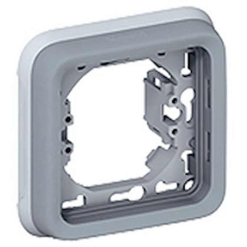 Support plaque étanche 1 poste Plexo composable IP55 - gris