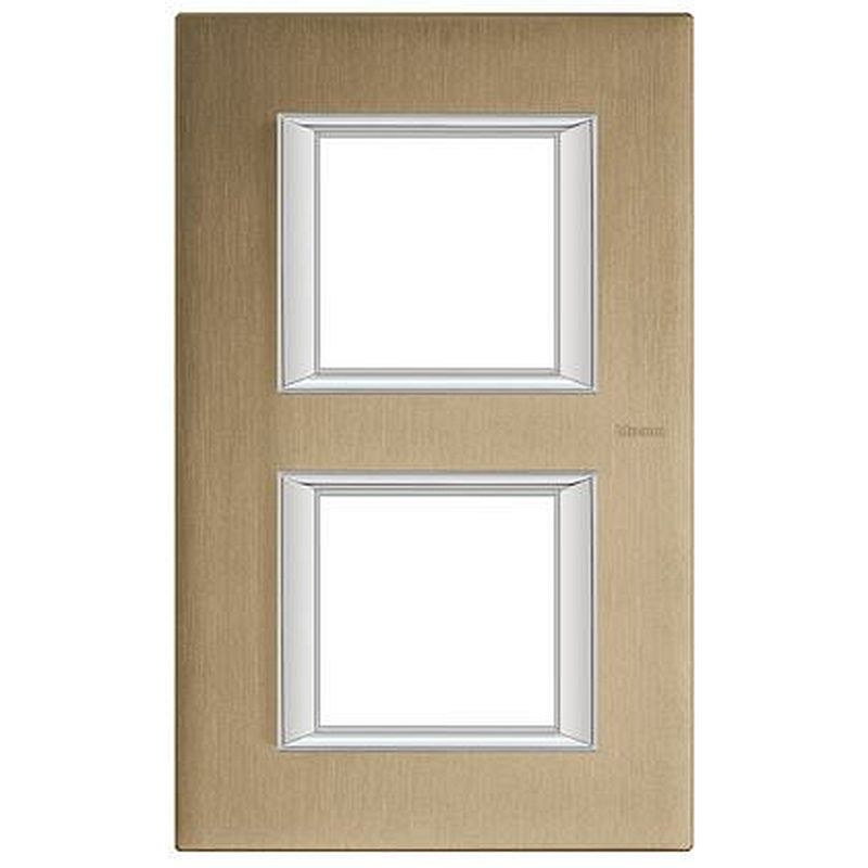 Plaque rectangulaire Axolute Aluminium brossé 2+2 modules - Titane