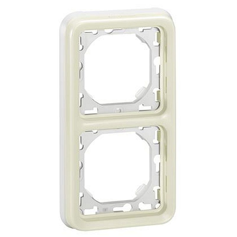 Support plaque étanche 2 postes verticaux Plexo composable IP55 - blanc