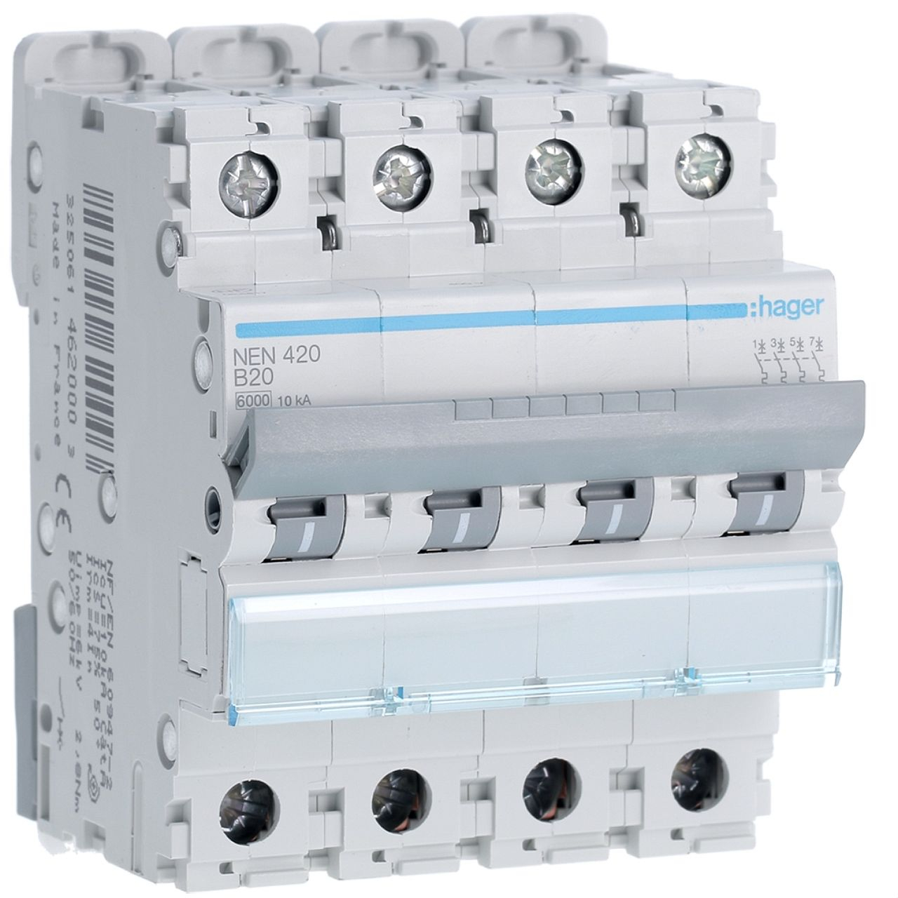 Disjoncteur 4P 6-10kA courbe B - 20A 4 modules