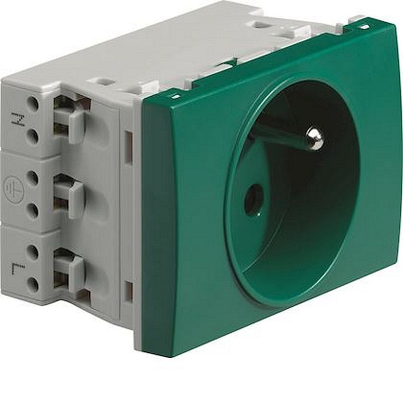 Systo prise de courant spécial goulotte 2P+T 16A 250V 2 modules Vert