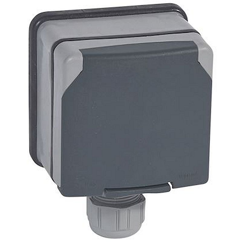 Prise de courant 3P+T - éclips de protection Plexo IP66 complet 20A 400V~ - gris