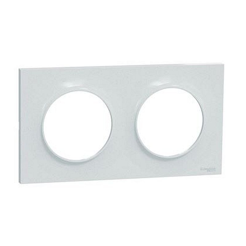 Odace Styl, plaque Blanc Recyclé 2 postes horizontaux ou verticaux entraxe 71mm