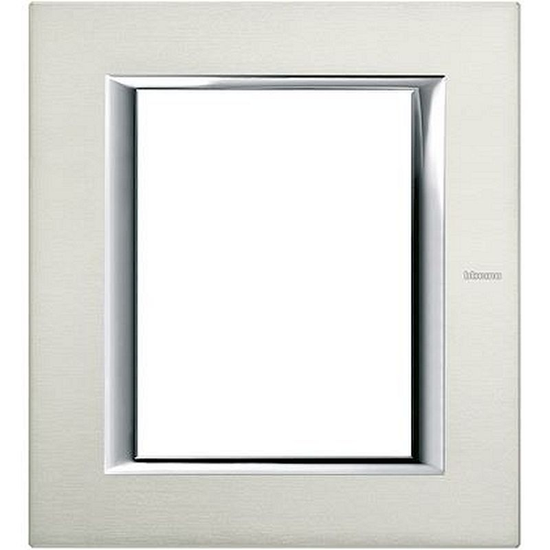 Plaque rectangulaire Axolute Aluminium brossé 3+3 modules - Naturel