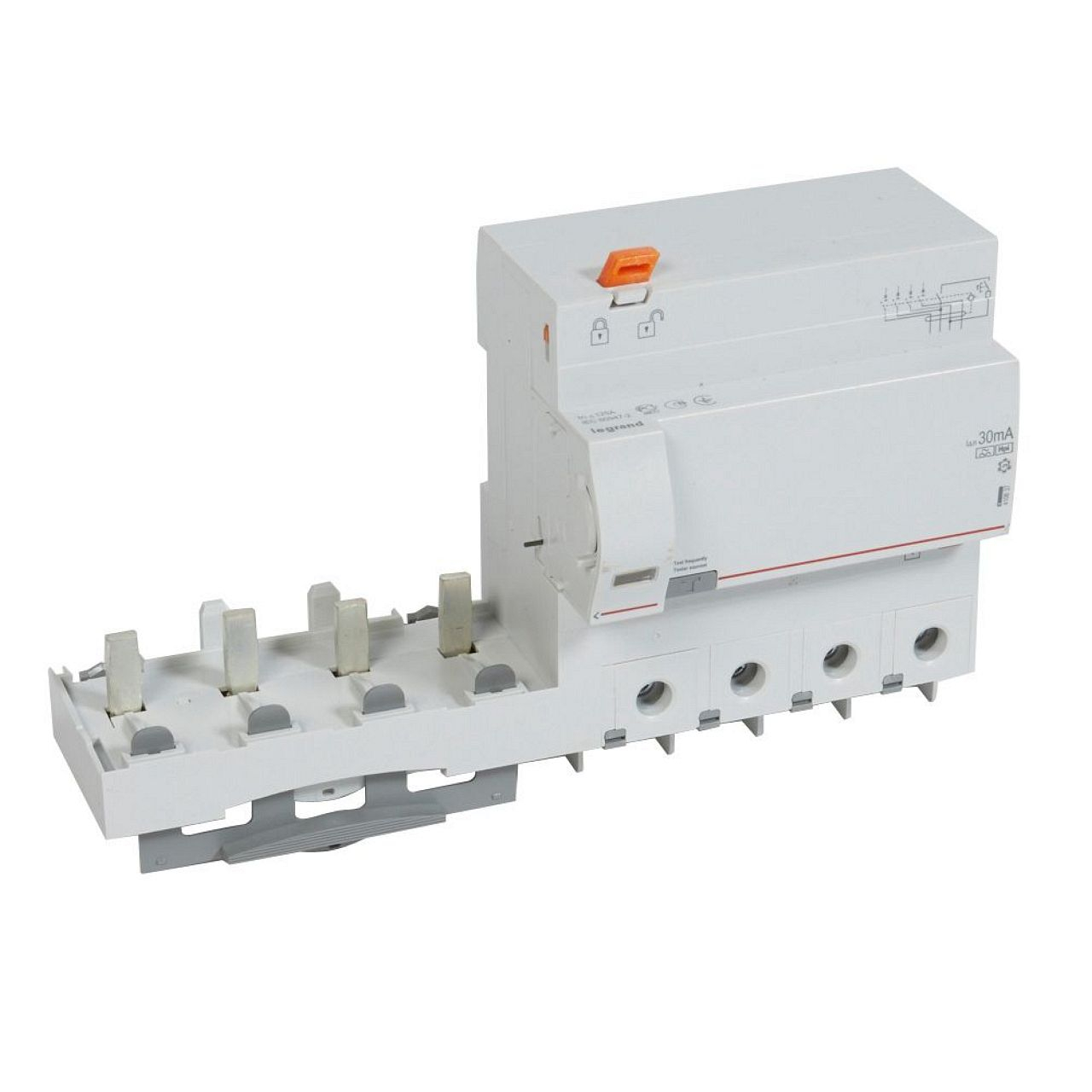 Bloc diff adaptable à vis DX³ - disj. 1,5 module/pôle 4P 400V~ 125A typeF 30mA