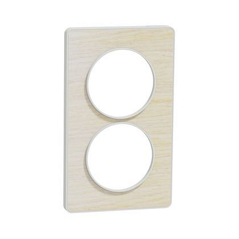 Odace Touch, plaque Bois nordique avec liseré Blanc 2 postes verticaux 57mm