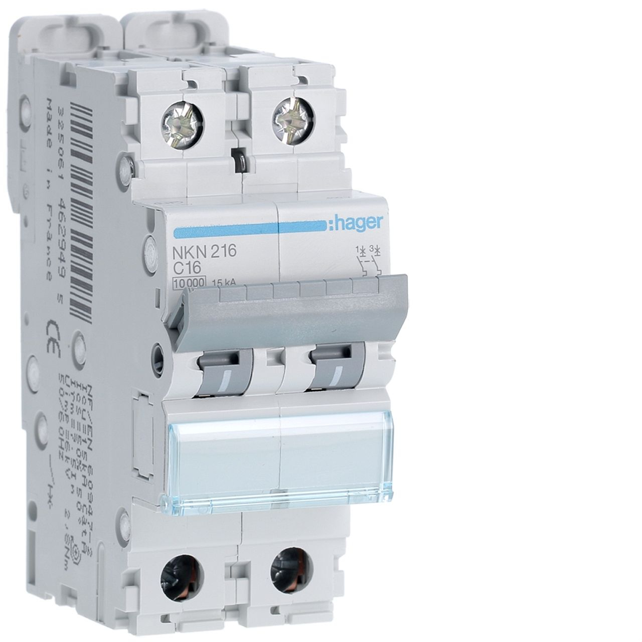 Disjoncteur 2P 10-15kA courbe C - 16A 2 modules