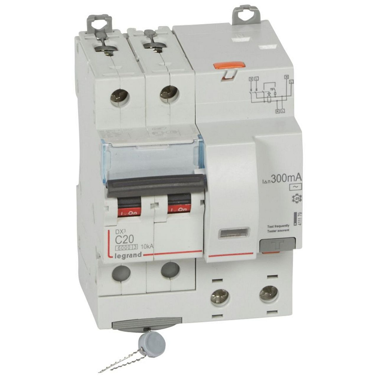 Disjoncteur diff DX³ 6000 -vis/auto-2P 230/400V~-20A-typeAC-300mA-courbeC - 4mod