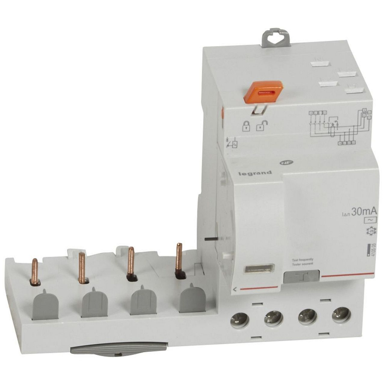 Bloc diff adaptable automatique DX³ pour disj 1 module/pôle 4P 40A typeAC 30mA