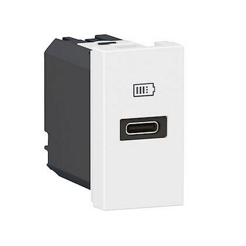 Chargeur USB Type-C Power Delivery Mosaic - 1 module blanc pour poste de travail