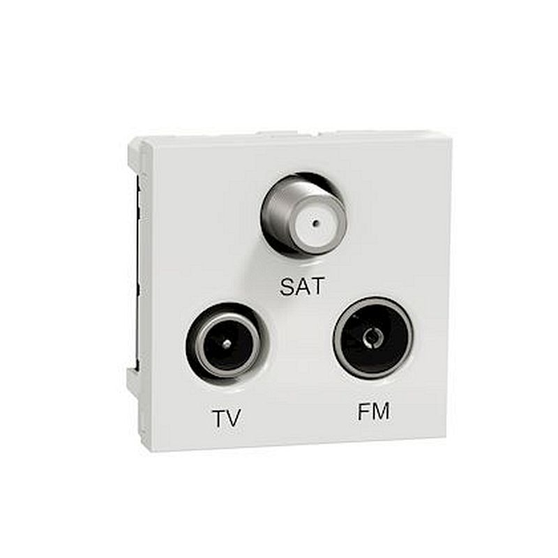 Unica - prise TV + FM + SAT - 2 mod - Blanc - méca seul