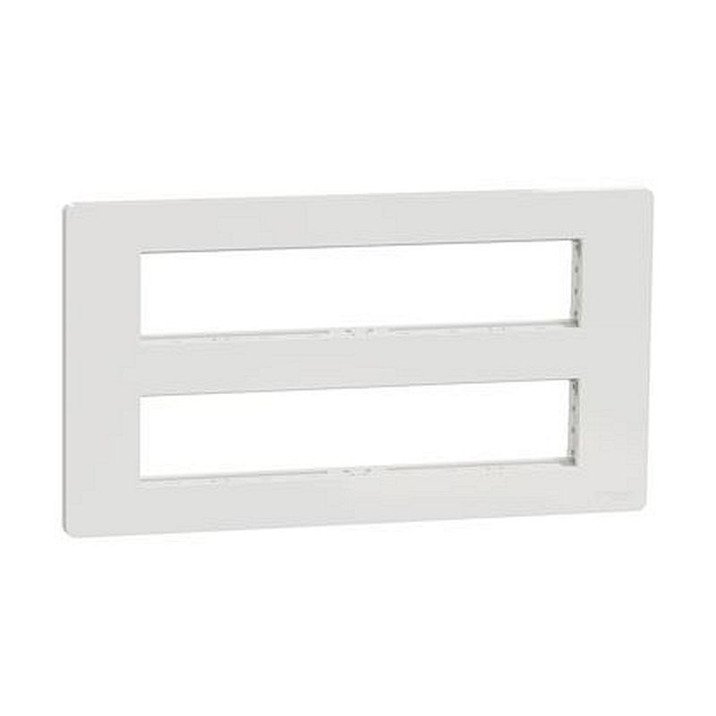 Unica - support fixation +plaque finition boîte concent 2 rang 10 mod - Blanc an