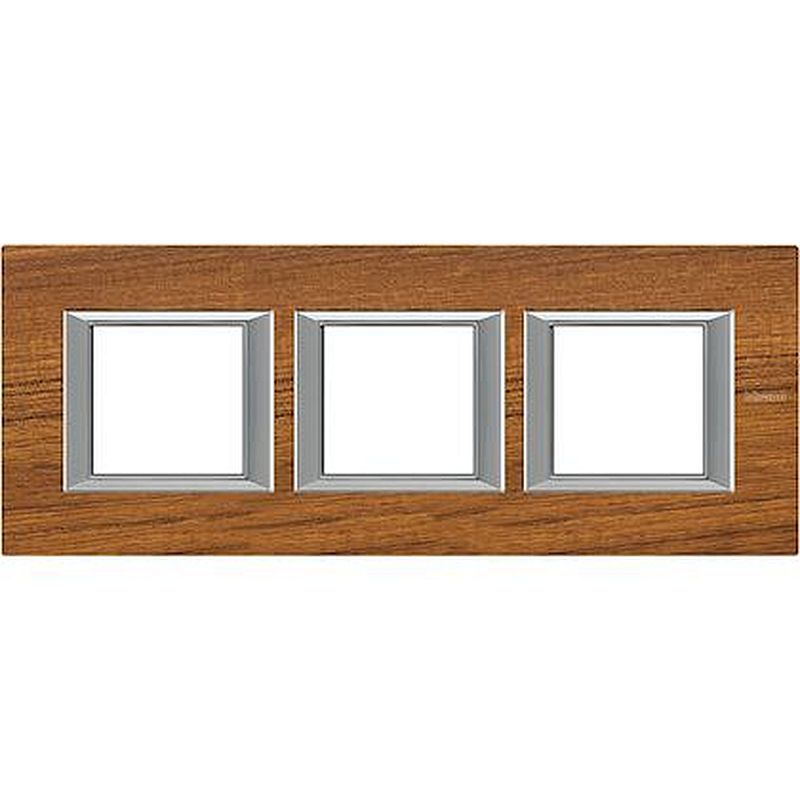 Plaque rectangulaire Axolute Bois 2+2+2 modules horizontal - Teck