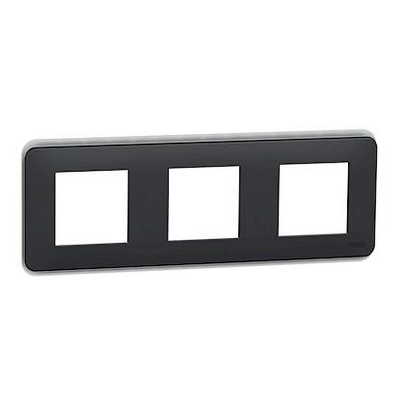 Unica Pro - plaque de finition - Anthracite - 3 postes