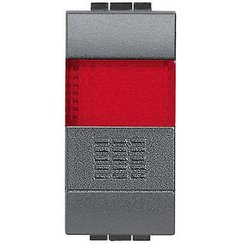 Poussoir à voyant rouge Livinglight 10A 250V - Anthracite