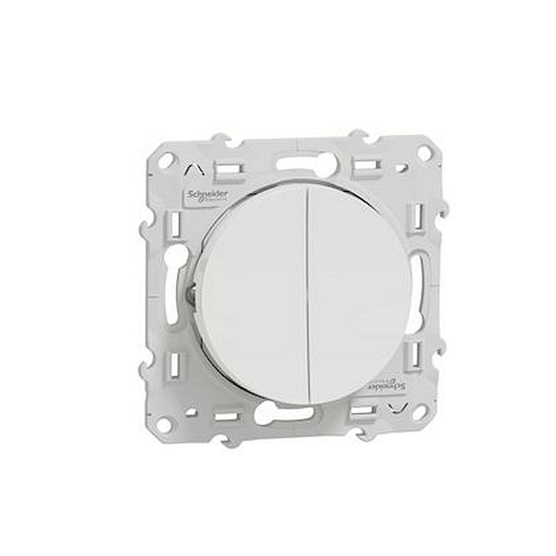 Odace, va-et-vient + va-et-vient lumineux Blanc, 10 A, à vis, LED orange 1,5 mA