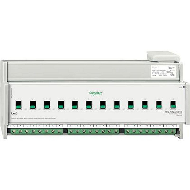 KNX - actionn. de commutation - 12x230V - 16A - à détection courant+cde manuelle