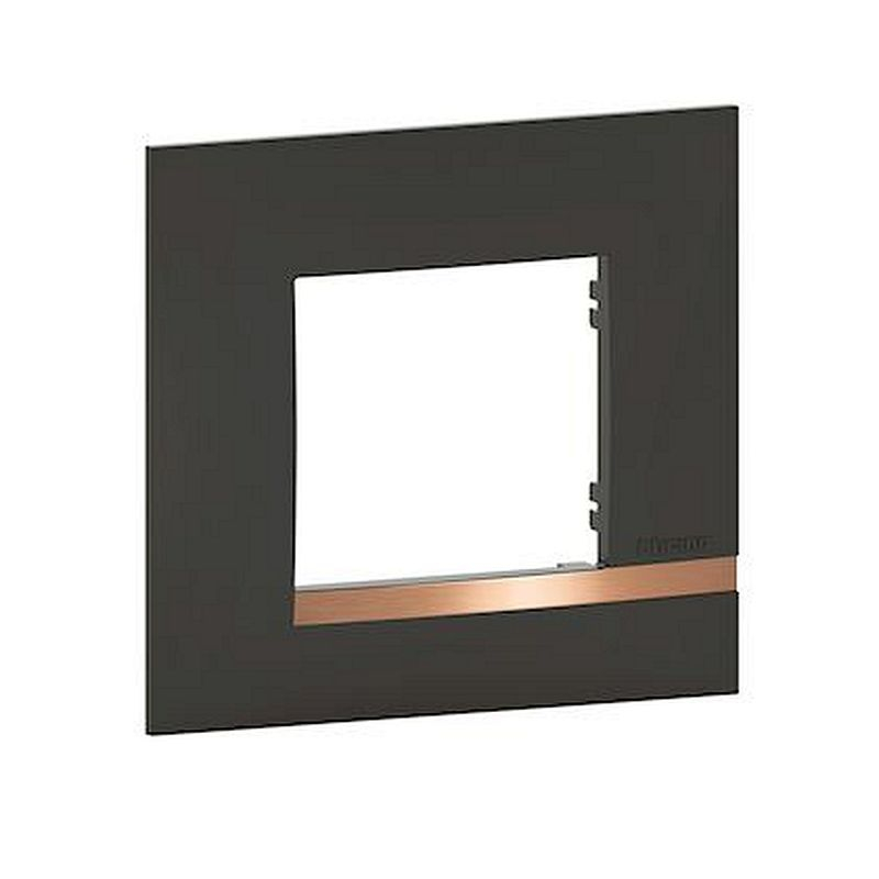 Plaque Altège Mezzo 1 poste Note cuivrée - noir satiné avec liseré effet cuivre