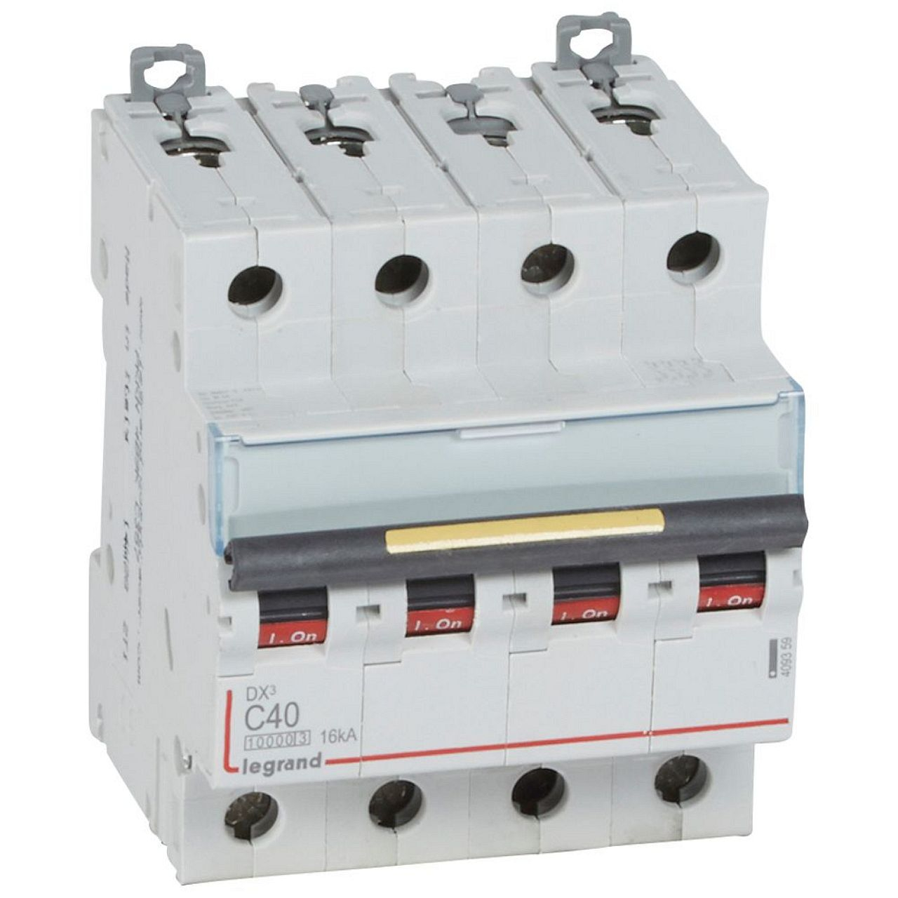 Disjoncteur DX³10000 16kA arrivée haut/départ bas vis 4P 40A courbe C 4 modules