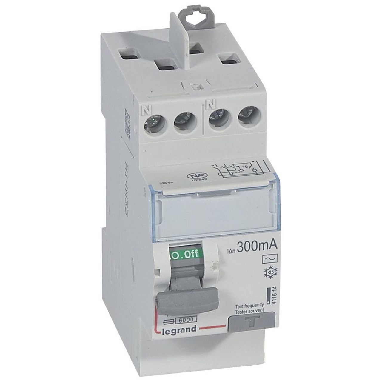 Interrupteur différentiel DX³-ID haut/haut vis - 2P 230V~ 40A AC 300mA - 2 mod