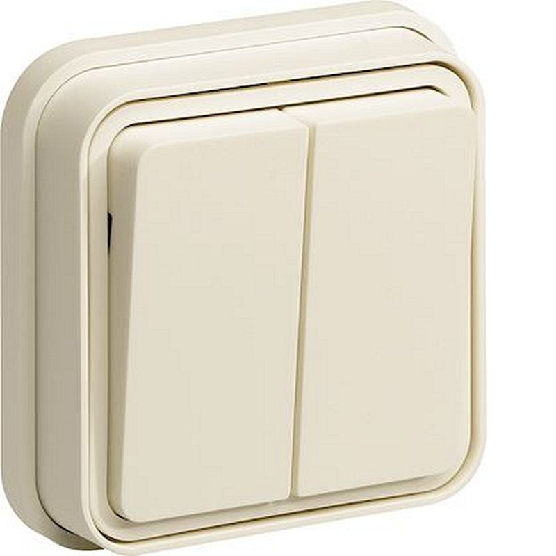 cubyko Double interrupteur va-et-vient  encastré blanc IP55