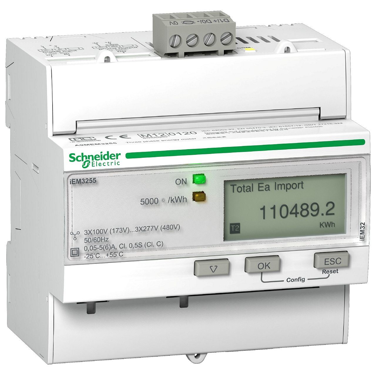 Acti9 iEM - compteur d'énergie tri - TI - multitarif - alarme kW - Modbus - MID