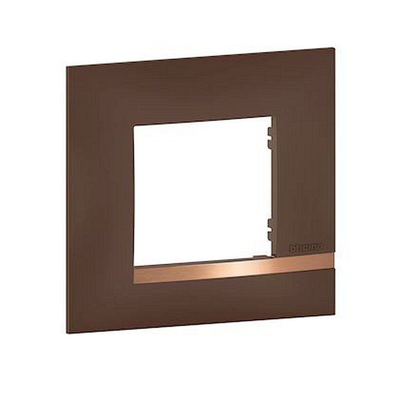 Plaque Altège Déco 1 poste Terre de sienne - marron avec liseré effet cuivre