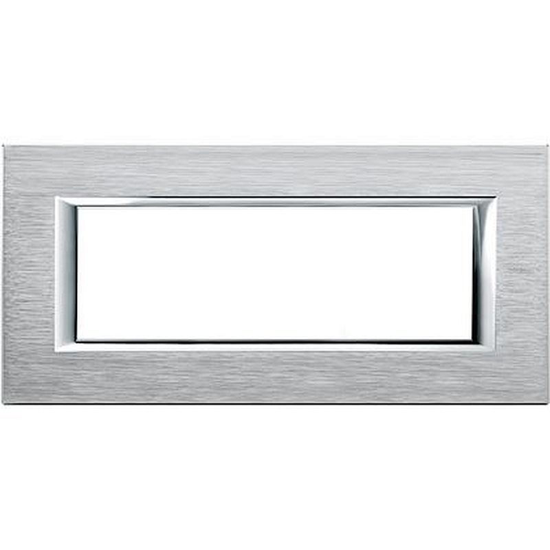 Plaque rectangulaire Axolute Aluminium anodisé 6 modules - Chrome