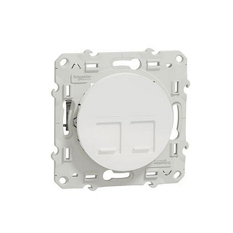 Odace, prise double RJ45 Blanc, grade 3 (multimédia) cat. 6 STP, à vis