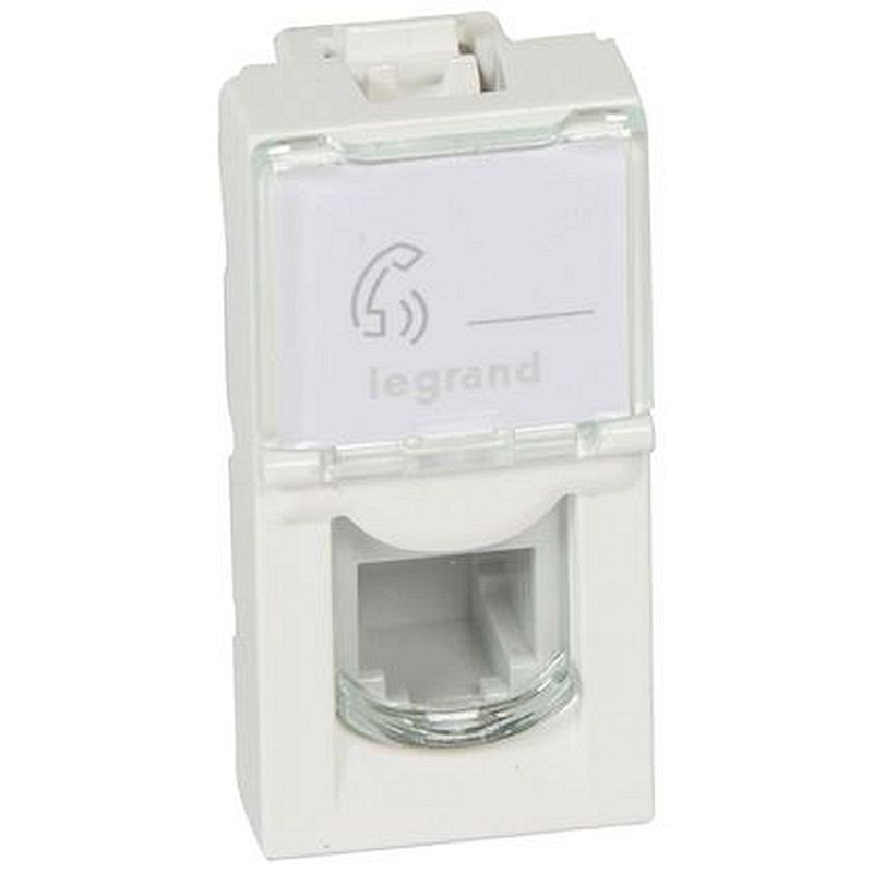 Prise RJ11 4 contacts Mosaic 1 module - blanc