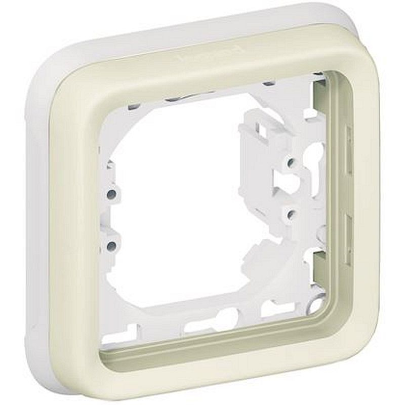 Support plaque étanche 1 poste Plexo composable IP55 - blanc