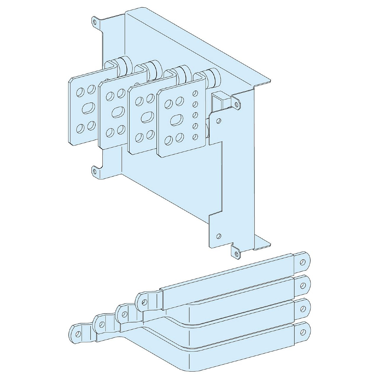 PrismaSeT P Active - Raccordement aval reporté NSX400/630 - fixe Cde manet. - 4P