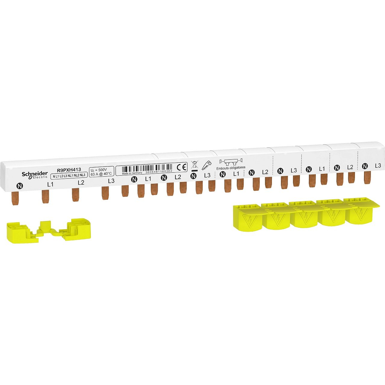 Resi9 - peigne monobloc - 3P+N - 63A - 13 modules - cache dents 5M