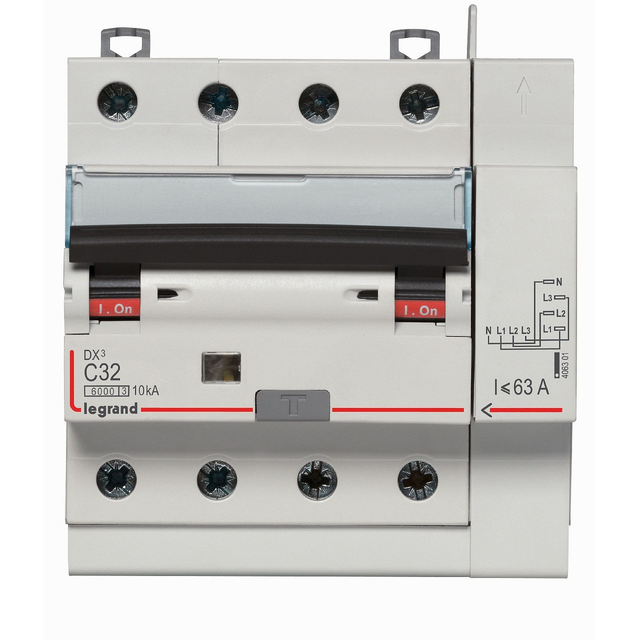 Disjoncteur diff DX³ 6000 -vis/auto-4P-400V~-32A-typeAC-300mA-10kA-courbe C - 5M