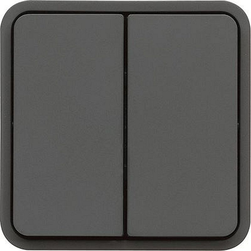 cubyko Double poussoir 1O/1F associable gris IP55